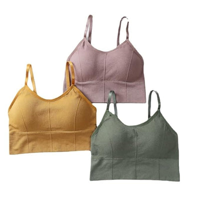 Women's Solid Nylon Lightweight and Comfortable Bra -  pack 3