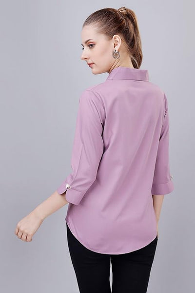 Women's Shirt for Casual Wear | Shawl Collar | 3/4 Sleeve | Regular Fit | Button Closure | Shirt Crafted with Comfort Fit for Everyday Wear Option