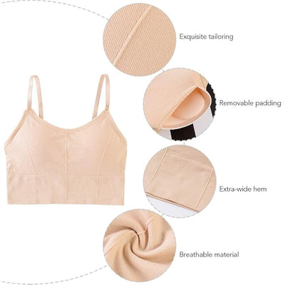 Women's Solid Nylon Lightweight and Comfortable Bra[pk-4]