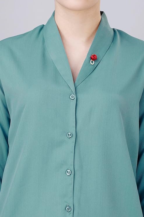 Women's Shirt for Casual Wear|Shawl Collar|3/4 Sleeve|Regular Fit|Button Closure| Shirt Crafted with Comfort Fit for Everyday Wear Option