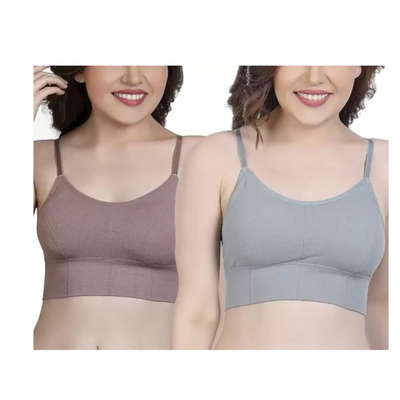 Women's Solid Nylon Lightweight and Comfortable Bra[pk-2]