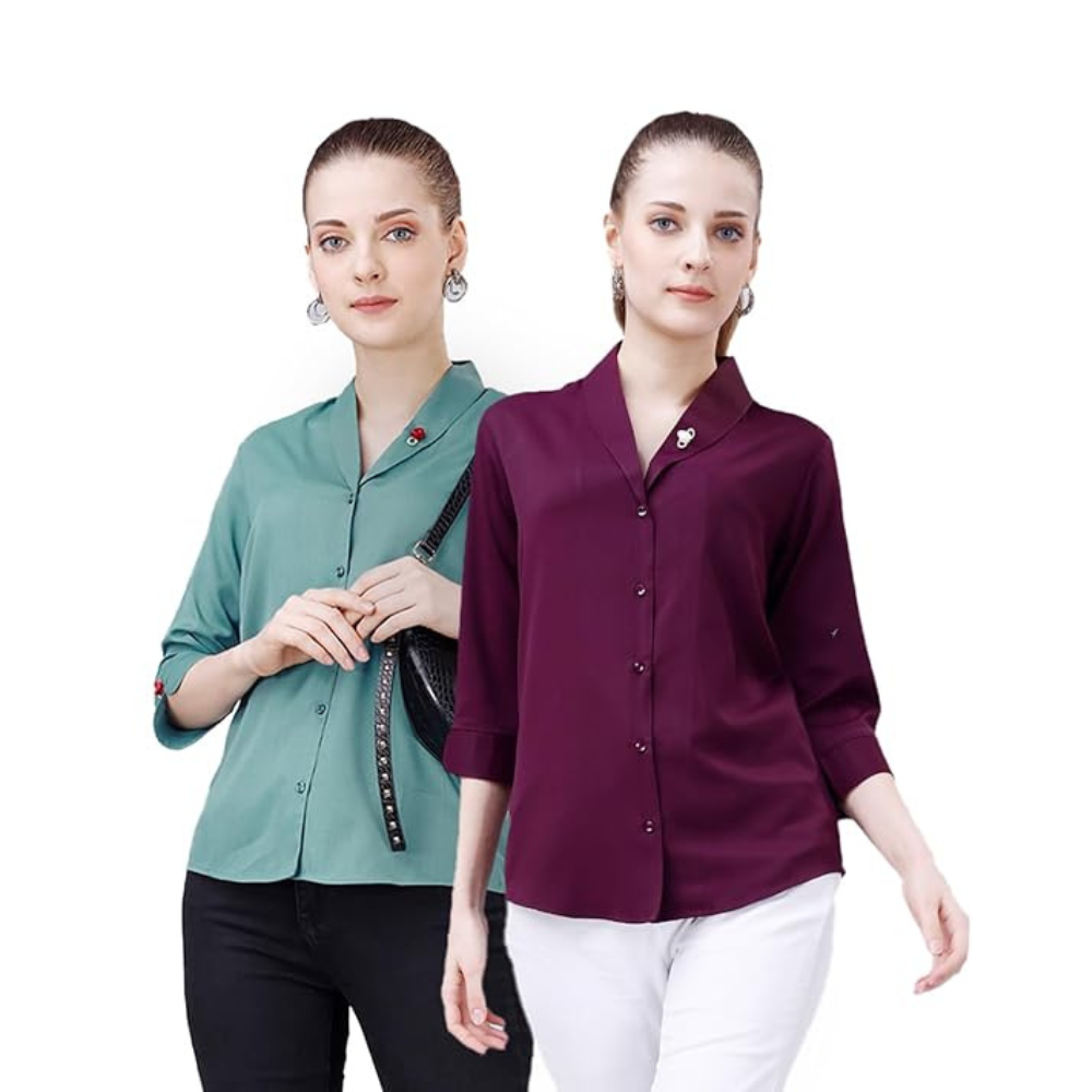 Women's Shirt for Casual Wear 3/4 Sleeve Regular Fit [pk-2]