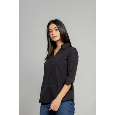 Formal Black Women Office Shirts Relaxed Fit Trendy Shirts for ladies