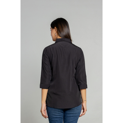 Formal Black Women Office Shirts Relaxed Fit Trendy Shirts for ladies