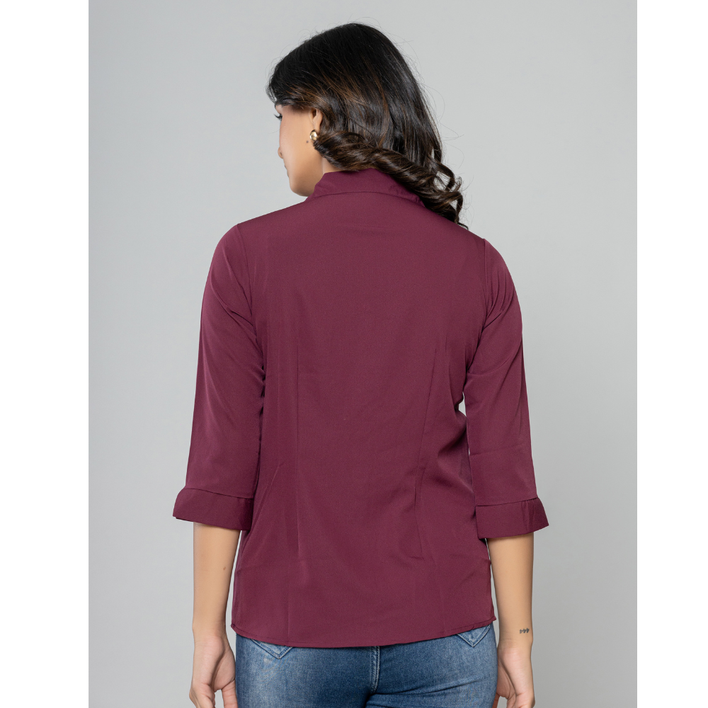 Formal  Wine  Women Office Shirts Relaxed Fit Trendy Shirts for ladies