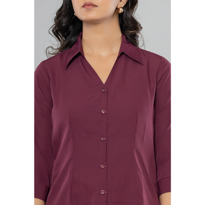 Formal  Wine  Women Office Shirts Relaxed Fit Trendy Shirts for ladies