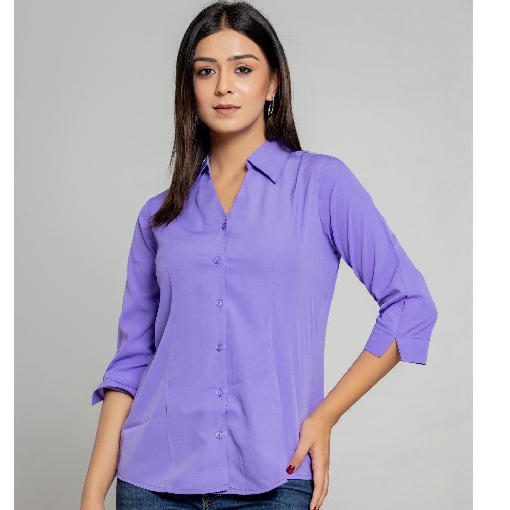 Formal Lavender Women Office Shirts Relaxed Fit Trendy Shirts for ladies