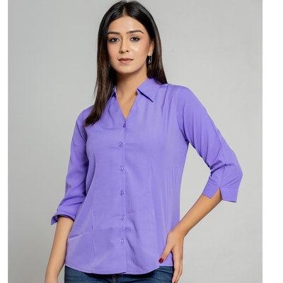 Formal Lavender Women Office Shirts Relaxed Fit Trendy Shirts for ladies