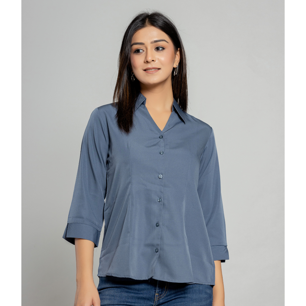 Formal Grey Women Office Shirts Relaxed Fit Trendy Shirts for ladies