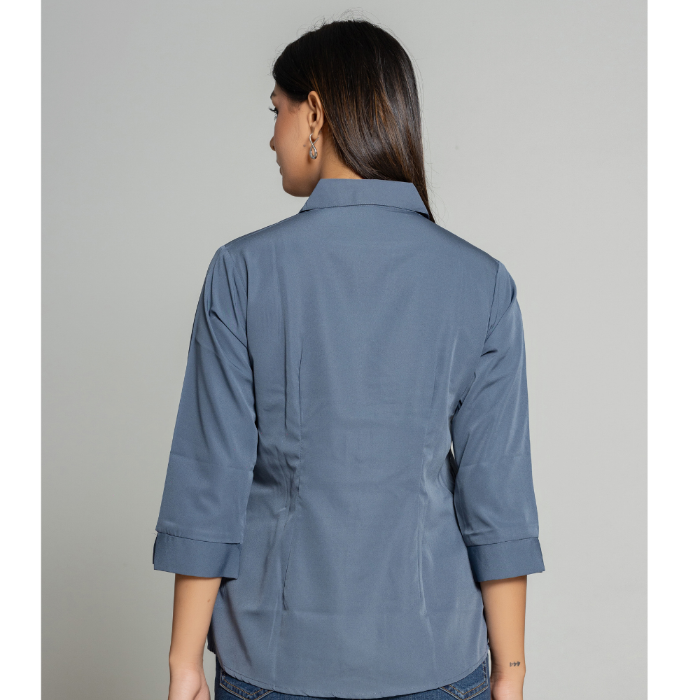 Formal Grey Women Office Shirts Relaxed Fit Trendy Shirts for ladies