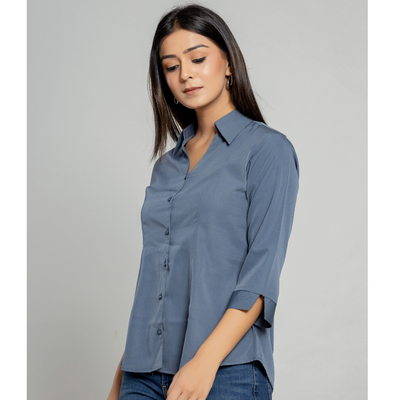 Formal Grey Women Office Shirts Relaxed Fit Trendy Shirts for ladies