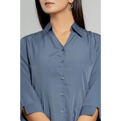 Formal Grey Women Office Shirts Relaxed Fit Trendy Shirts for ladies