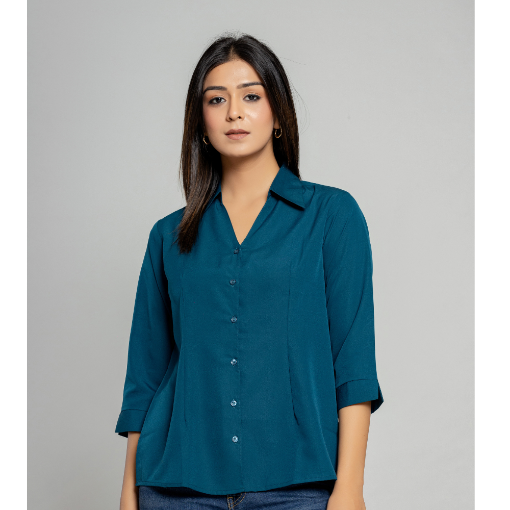 Formal Blue Women Office Shirts Relaxed Fit Trendy Shirts for ladies