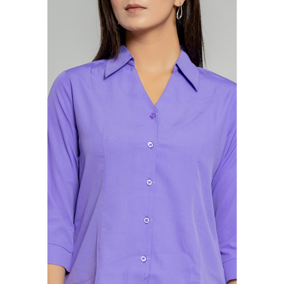 Formal Lavender Women Office Shirts Relaxed Fit Trendy Shirts for ladies