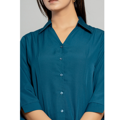 Formal Blue Women Office Shirts Relaxed Fit Trendy Shirts for ladies