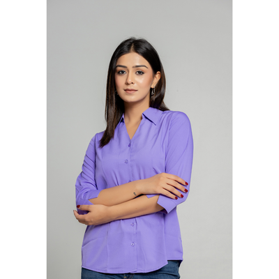 Formal Lavender Women Office Shirts Relaxed Fit Trendy Shirts for ladies