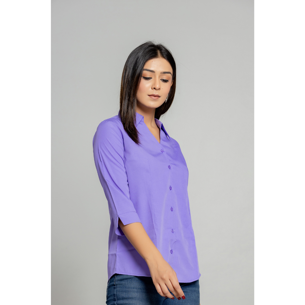 Formal Lavender Women Office Shirts Relaxed Fit Trendy Shirts for ladies