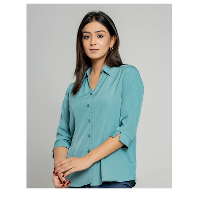 Formal Light sea green Women Office Shirts Relaxed Fit Trendy Shirts for ladies