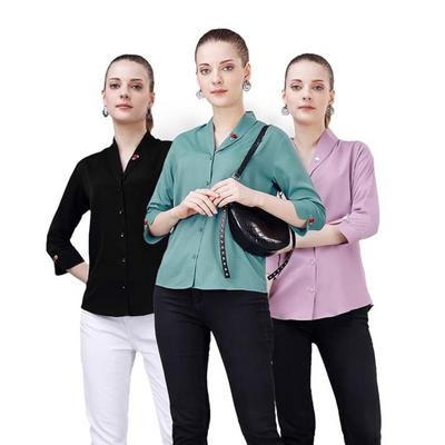 Women's Shirt for Casual Wear 3/4 Sleeve Regular Fit [pk-3]