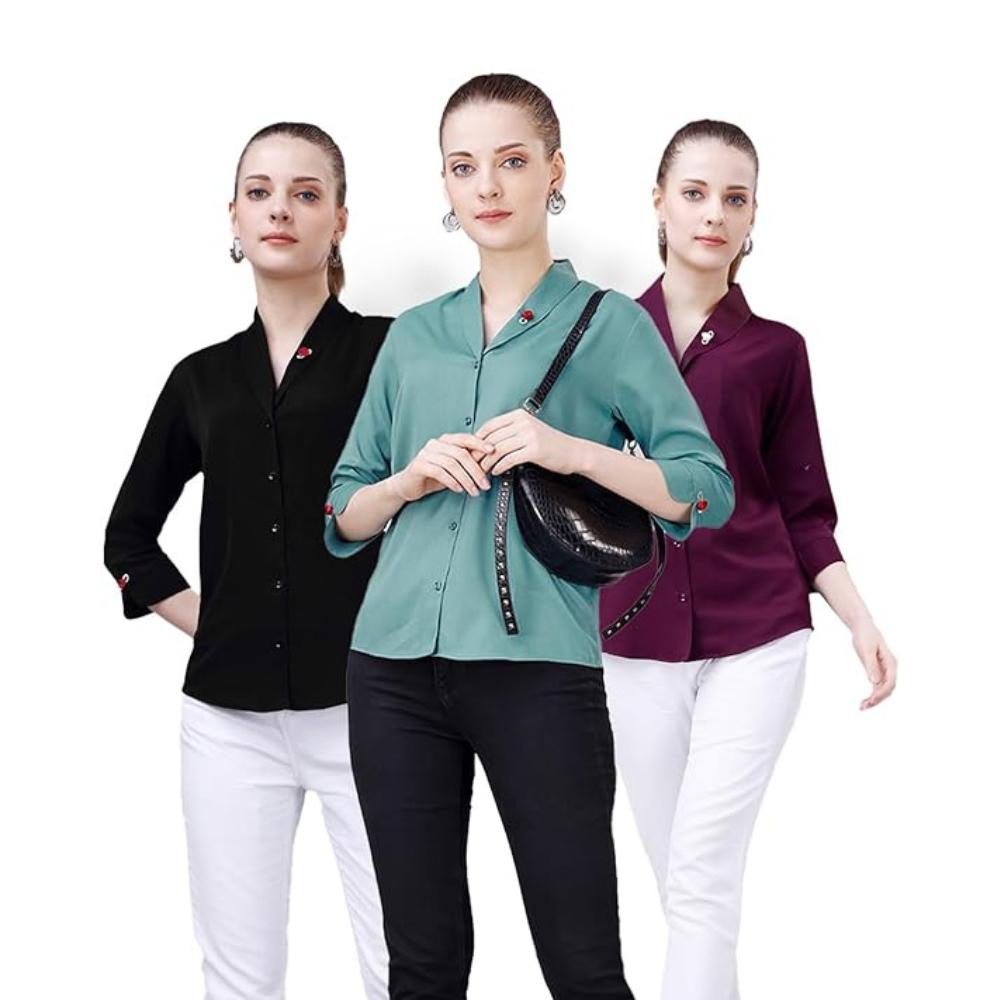 Women's Shirt for Casual Wear 3/4 Sleeve Regular Fit [pk-3]