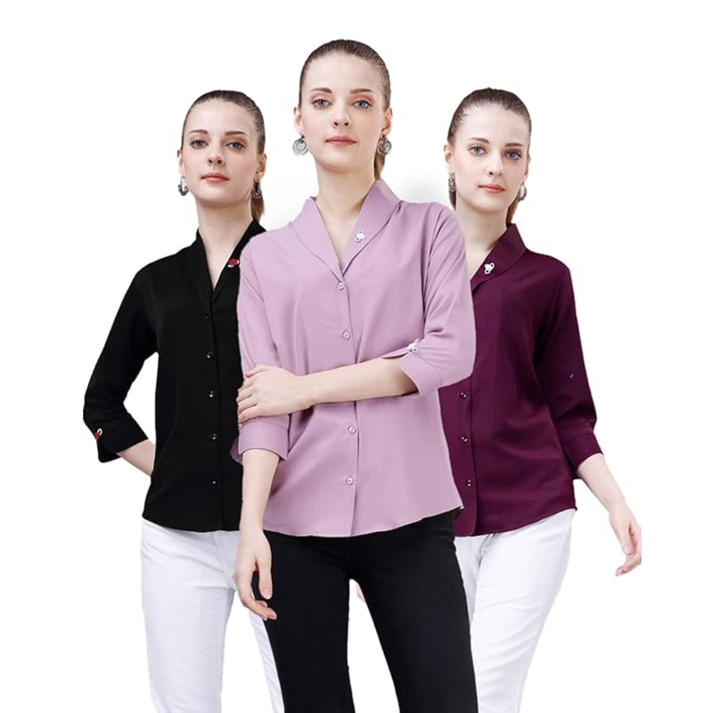 Women's Shirt for Casual Wear 3/4 Sleeve Regular Fit [pk-3]