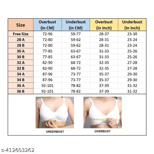 Women's Solid Nylon Lightweight and Comfortable Bra[pk-2]