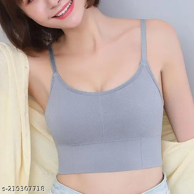 Women's Solid Nylon Lightweight and Comfortable Bra[pk-3]