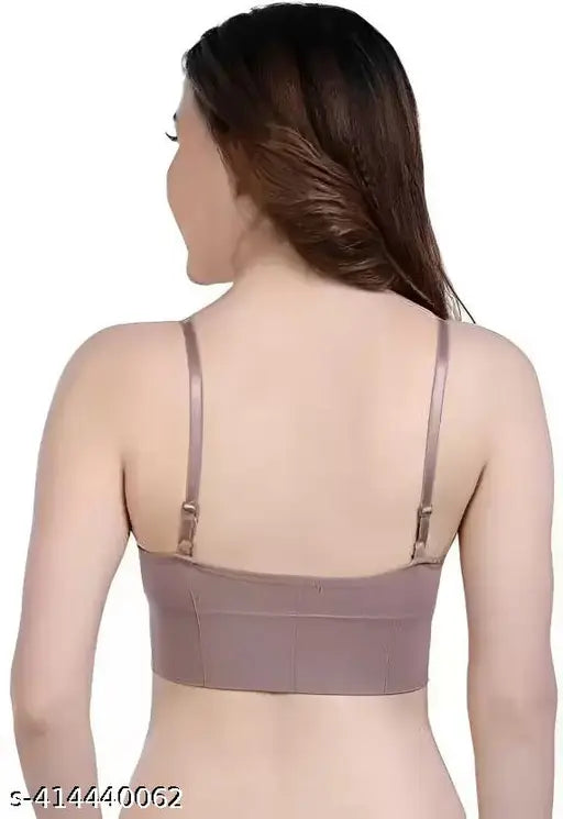 Women's Solid Nylon Lightweight and Comfortable Bra -  pack 3