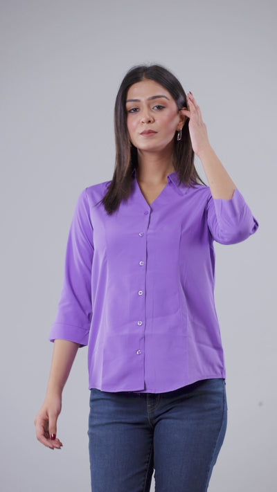 Formal Lavender Women Office Shirts Relaxed Fit Trendy Shirts for ladies