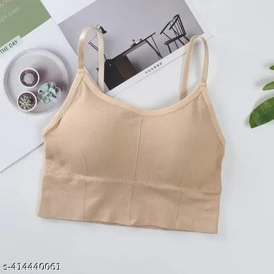 Women's Solid Nylon Lightweight and Comfortable Bra[pk-2]